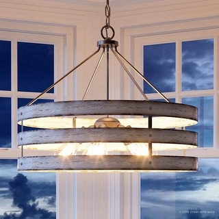 Luxury Modern Farmhouse Pendant Light, 22.75"H x 27.75"W, with Rustic Style, Galvanized Steel Finish by Urban Ambiance