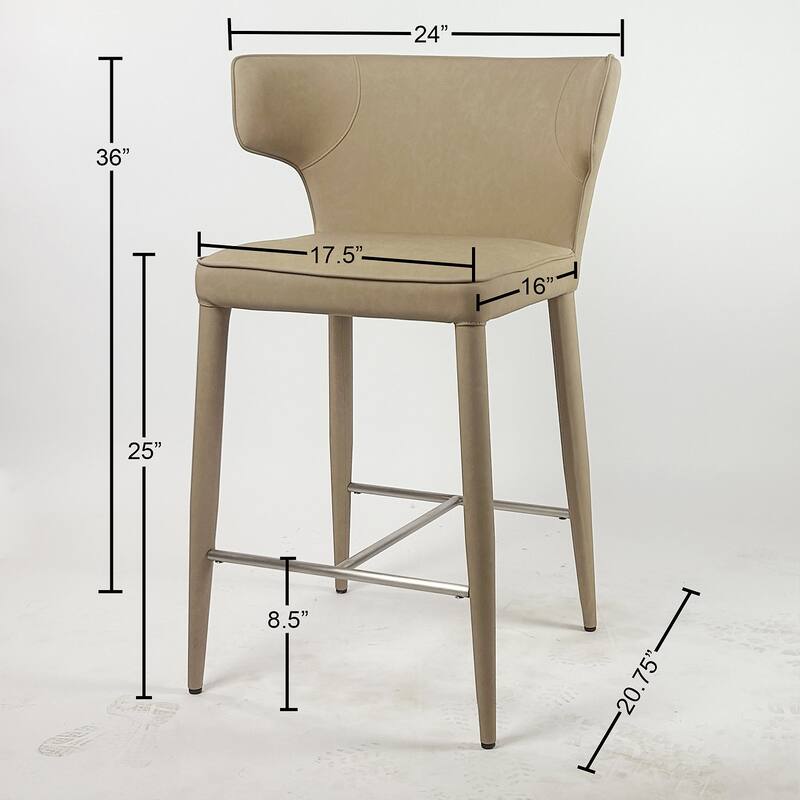 Extended Wingback Modern Leather Counter Stool