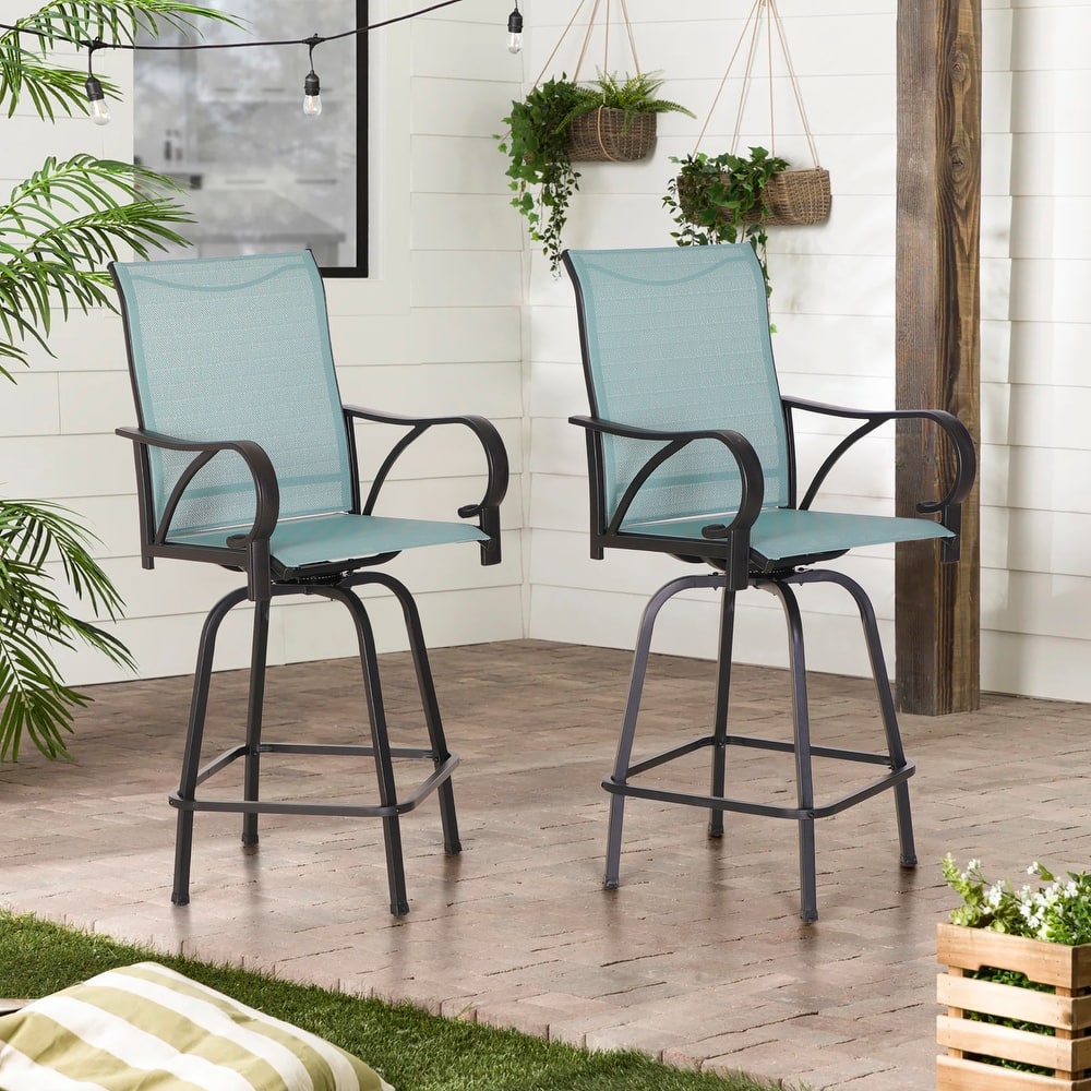 MAISON ARTS Swivel High Back Textilene Sling Fabric Patio Bar Stool Set of 2/4/6