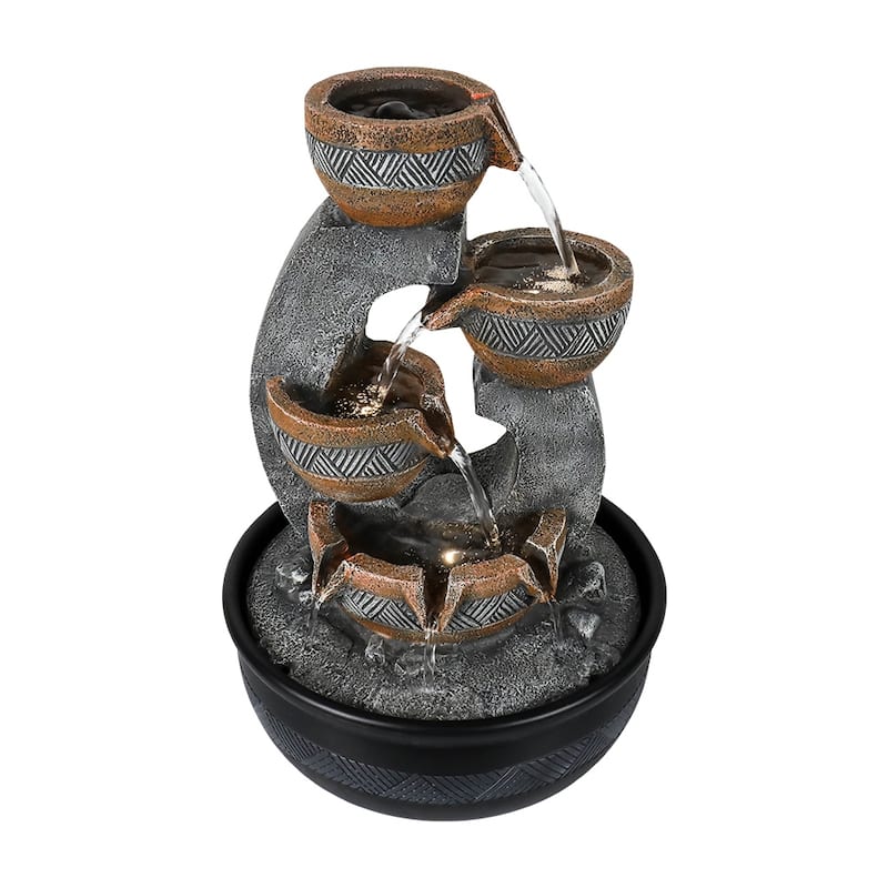 Tabletop Water Fountain Indoor Fountain for Home Office Decor w/Lights