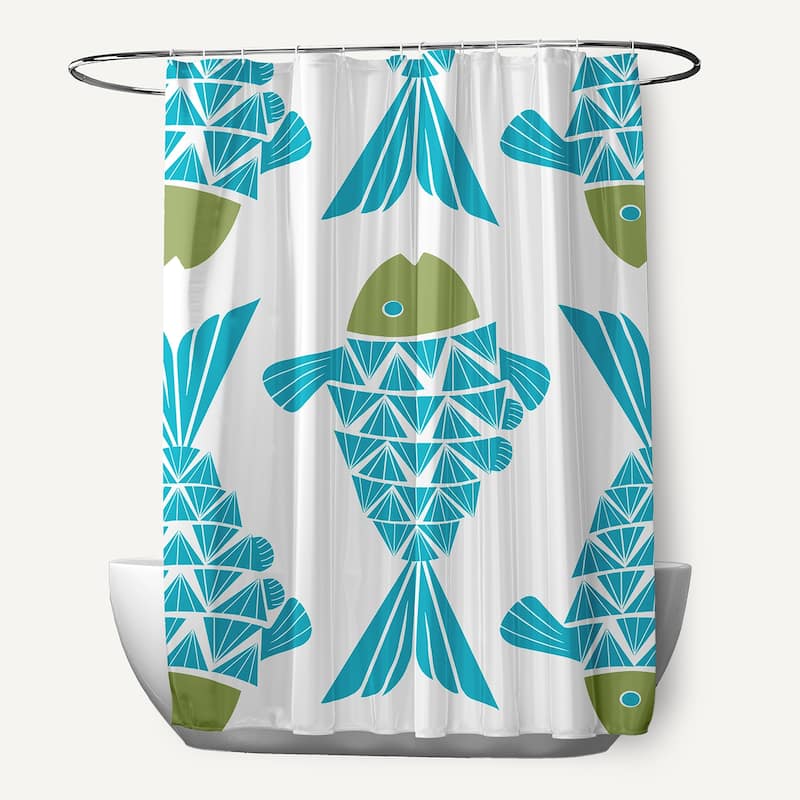 Big Fish Animal Print Print Print Shower Curtain - Turquoise