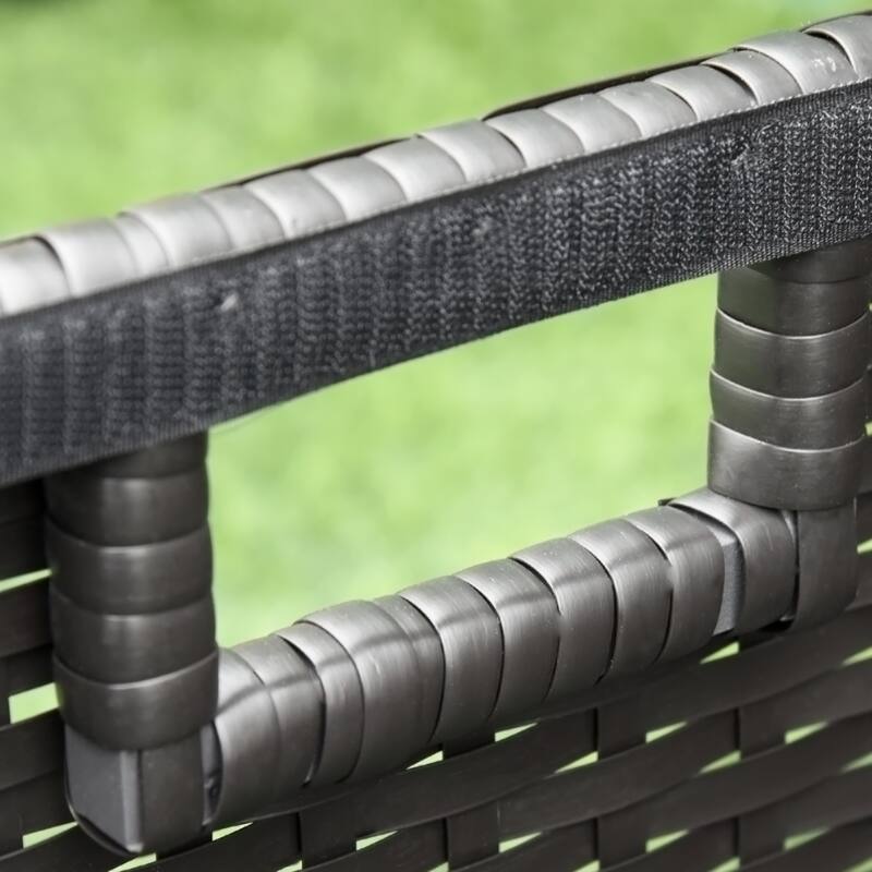 Outsunny PE Rattan Patio Storage Bench with Interior Water-Fighting Cloth Bag & Comfortable White Top Cushion