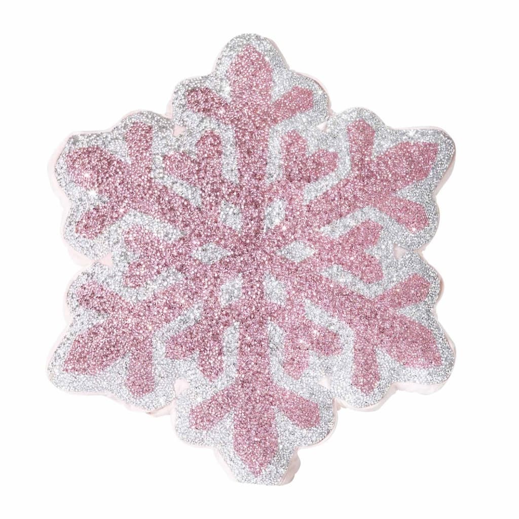 Snowflake Shaped Pillow, Luminous Rhinestones on Velvet