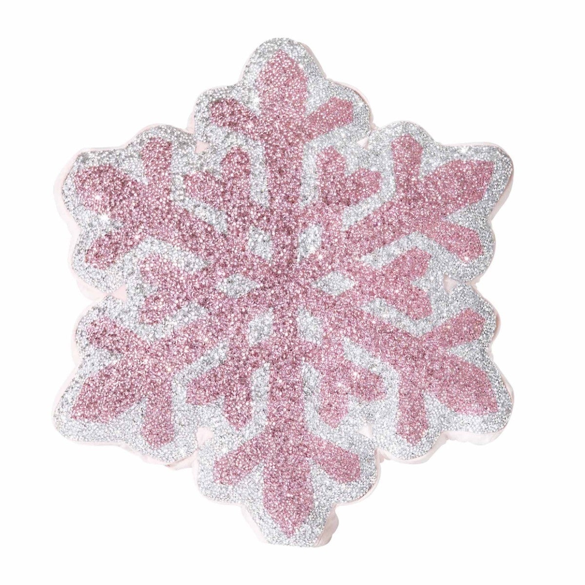 Snowflake Shaped Pillow, Luminous Rhinestones on Velvet
