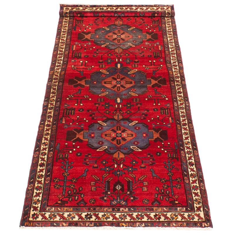 ECARPETGALLERY Hand-knotted Andelz Red Wool Rug - 3'7 x 9'8