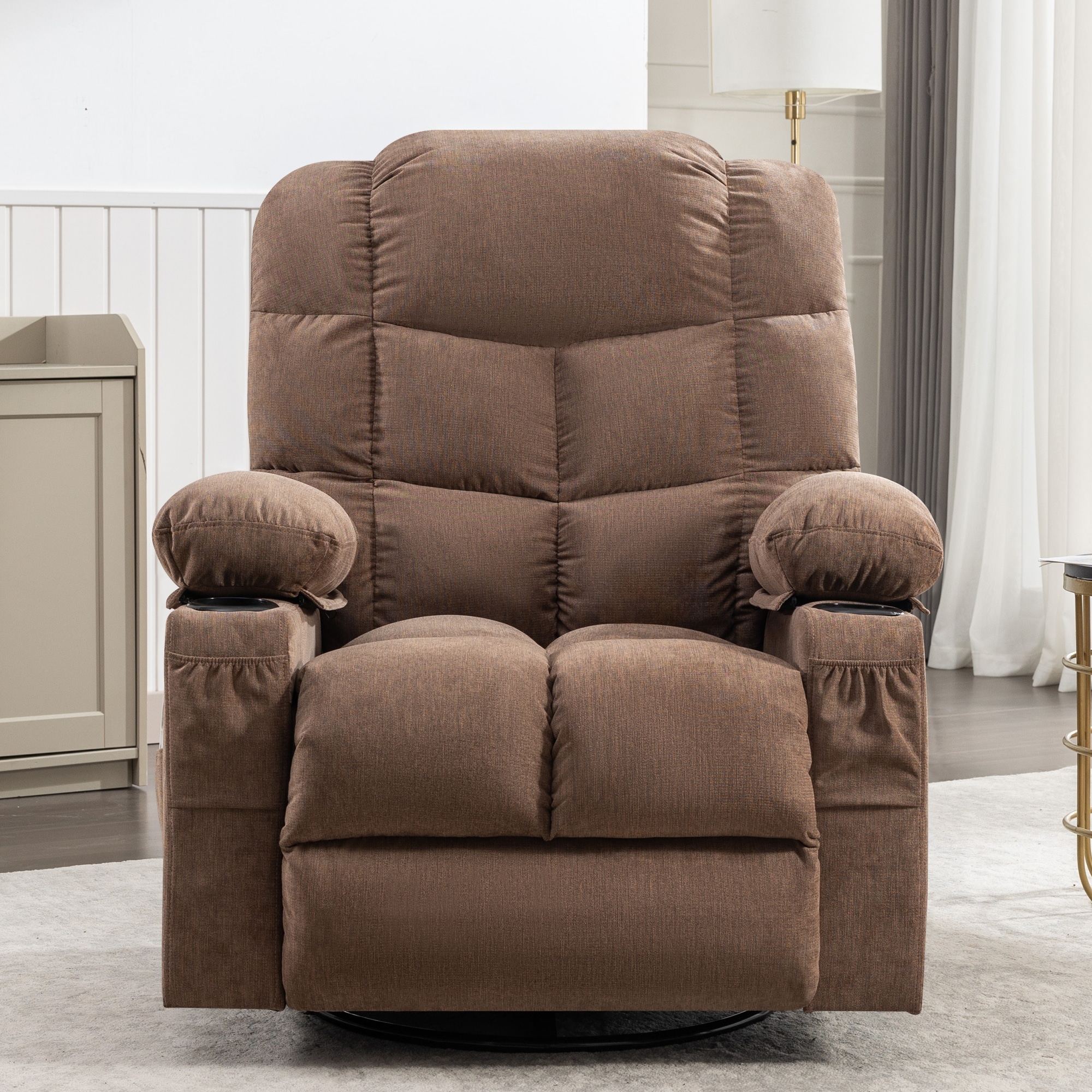Lazy Boy Manual Reclining Chair w/Heat and Massage Cup Holders