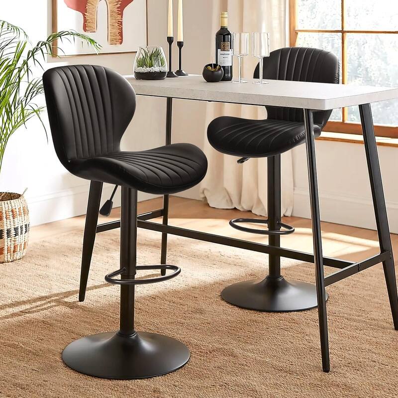 Bar Stools Set of 2,Adjustable Swivel Counter Height Bar Stools - 15.7"D x 19.6"W x 46.9"H