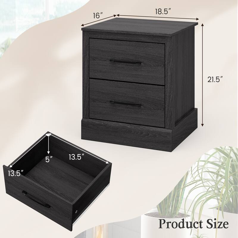 Gymax Set of 2 Drawer Nightstand Bedside Table Compact Sofa End Table