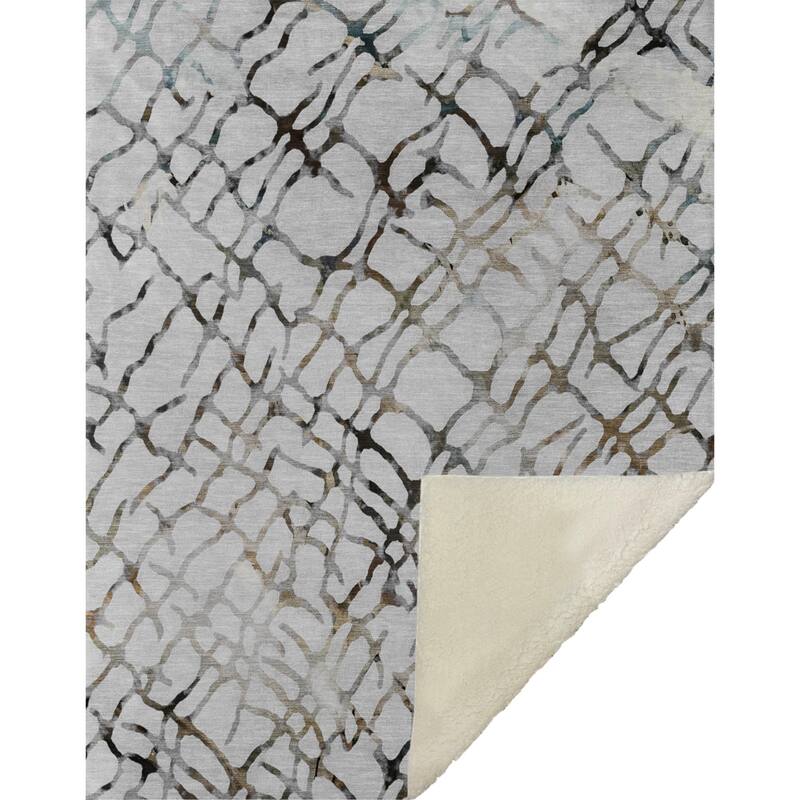 Premium Machine Washable Contemporary Fragments Sherpa Throw Blanket