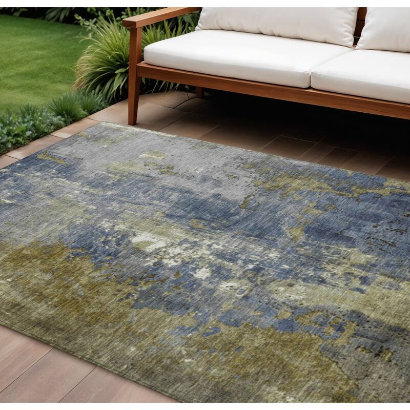 HomeRoots Abstract Transitional Rectangle Outdoor Rug - 9' X 12'