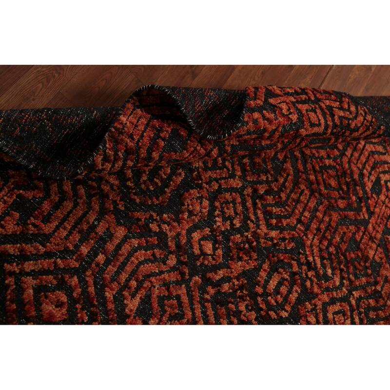 Modern Geometric Moroccan Oriental Area Rug Handmade Wool Carpet - 4'11" x 8'2"
