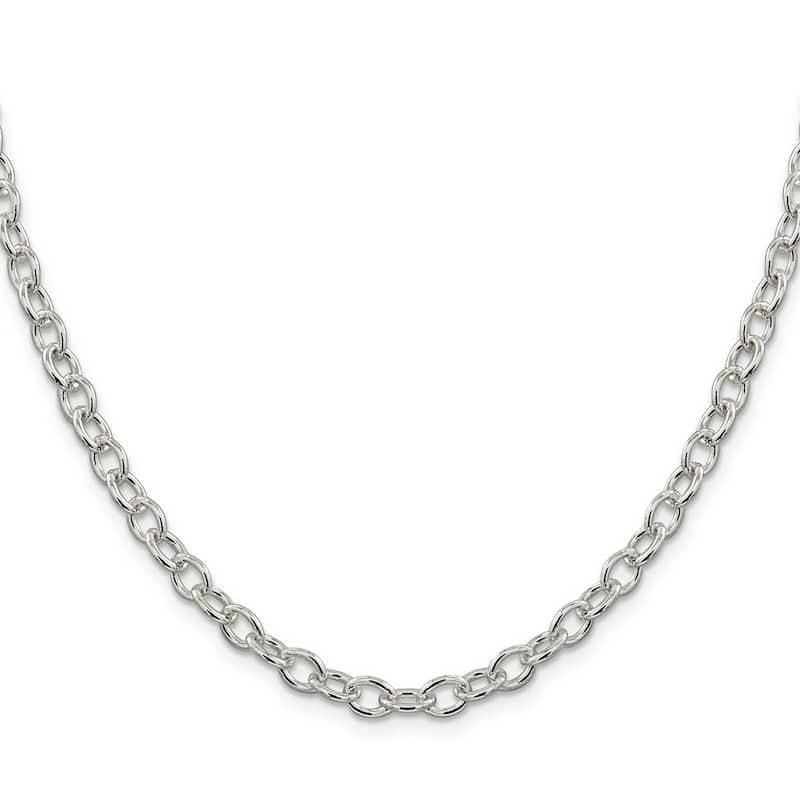 Curata 925 Sterling Silver 5.75mm Oval Cable Chain Necklace