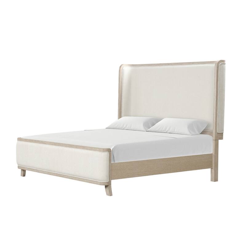 Natural Oak Finish Transitional 1Pc Padded Bed