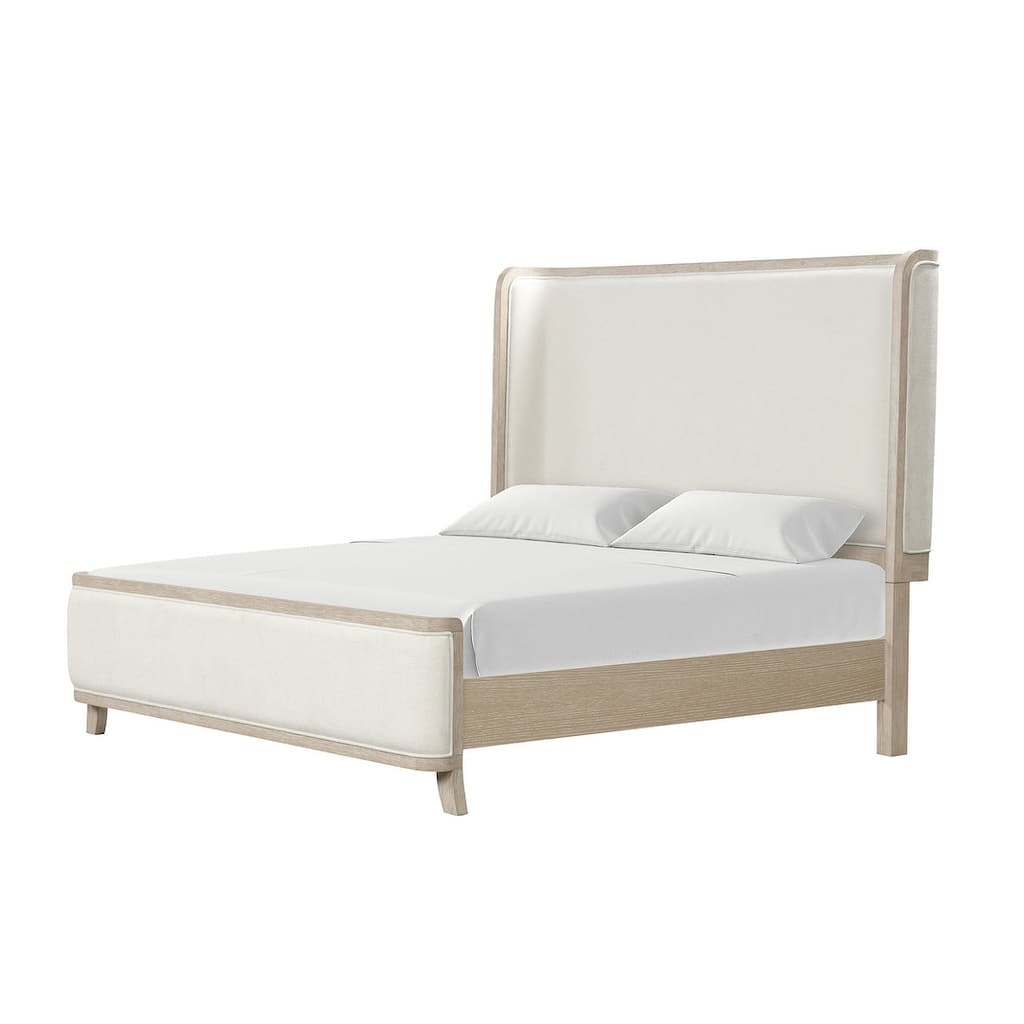 Natural Oak Finish Transitional 1Pc Padded Bed