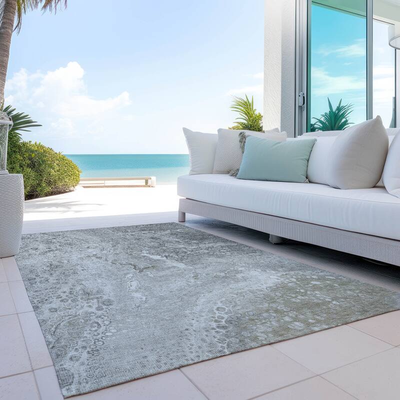 Machine Washable Indoor/ Outdoor Chantille Modern Abstract Rug