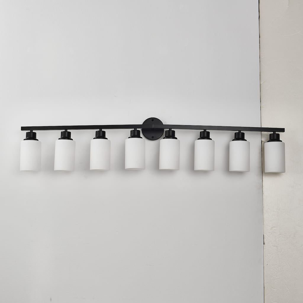 Wall Lamp 8-Light ,Bathroom Vanity Light, Matte Black Bathroom Light Fixtures, Modern Wall Light(NO INCLUDED BULBS)-E26