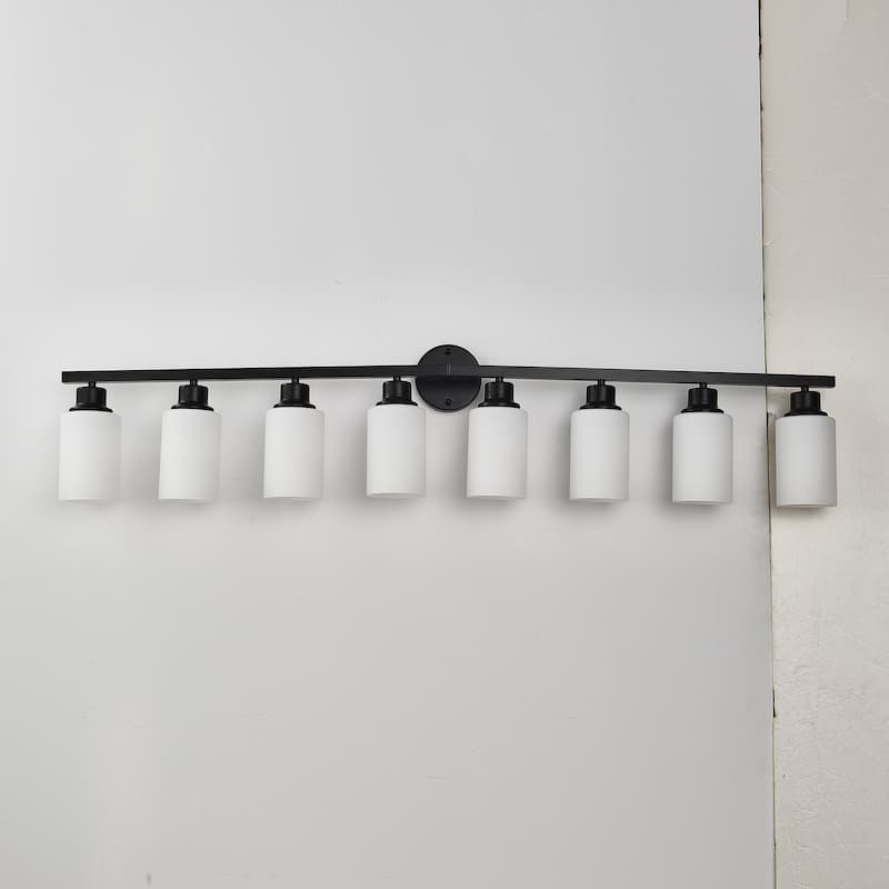 Wall Lamp 8-Light ,Bathroom Vanity Light, Matte Black Bathroom Light Fixtures, Modern Wall Light(NO INCLUDED BULBS)-E26 - Black
