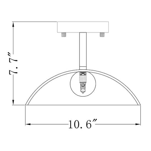 dimension image slide 1 of 2, Lusteria 1-Light Iron Farmhouse Semi Flush Mount Ceiling Light