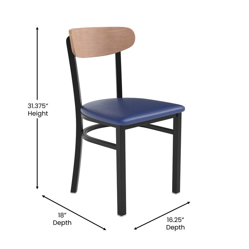 2PK Commercial Metal Dining Chairs with Boomerang Back