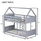 preview thumbnail 7 of 10, Kid-Friendly Twin Over Twin Rubber Wood Bunk Bed with Safety Guardrails,Light Grey