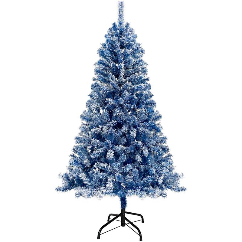 Artificial 6FT Hinged Fir Christmas Tree, Pre-Lit and Snow Flocked with 300 LED Lights for Indoor Festive Decoration
