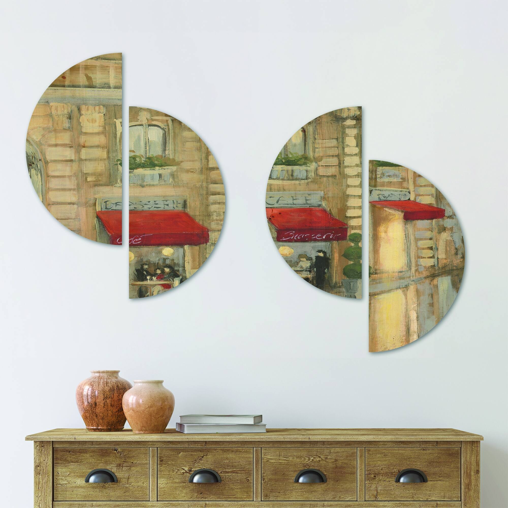 Designart 'Love in Paris II' French Country Wood Wall Art Set of 4 Half
