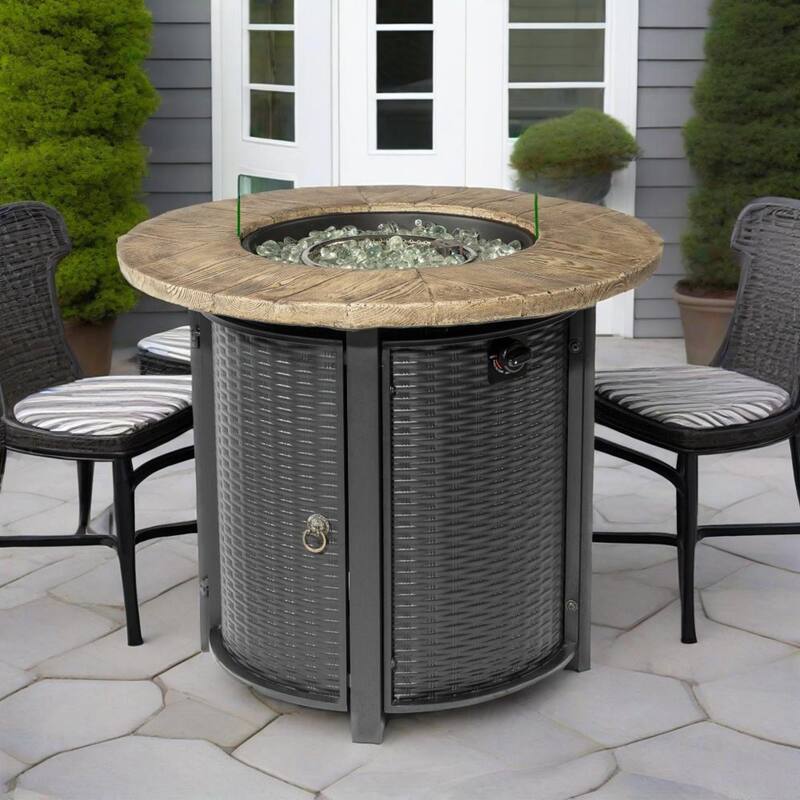 30" Propane Gas Fire Pit Round Steel Table with 50000 BTU