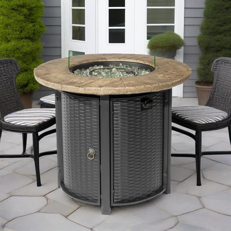 Anmytek 30" Round Steel Propane Fire Pit Table
