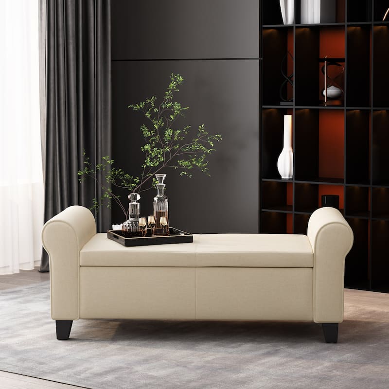 Hayes Upholstered Storage Ottoman Bench by Christopher Knight Home