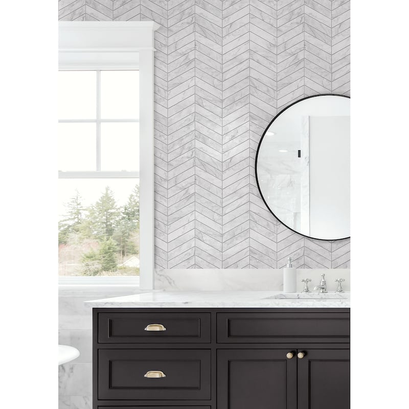 Luxe Haven Marbled Chevron Peel and Stick Wallpaper