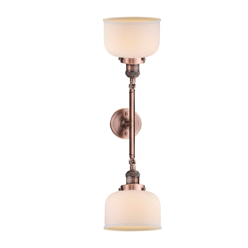 Innovations Lighting Large Bell 2 Light 23" Wide Bathroom Vanity Light - Antique Copper / Matte White Cased