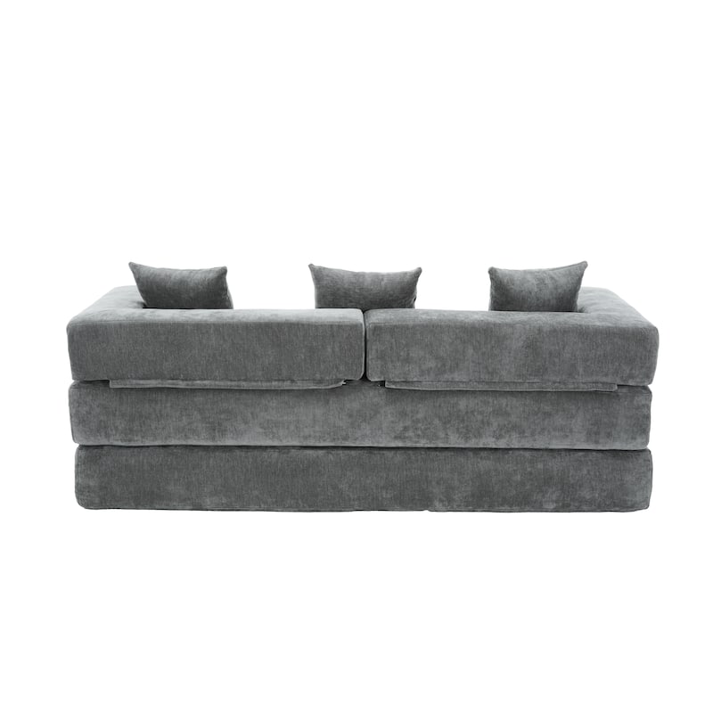Queen Foldable Sofa Bed, 6-in-1 Convertible Sleeper Sofa with Mattress, Chaise Lounge Loveseat with Removable Cover