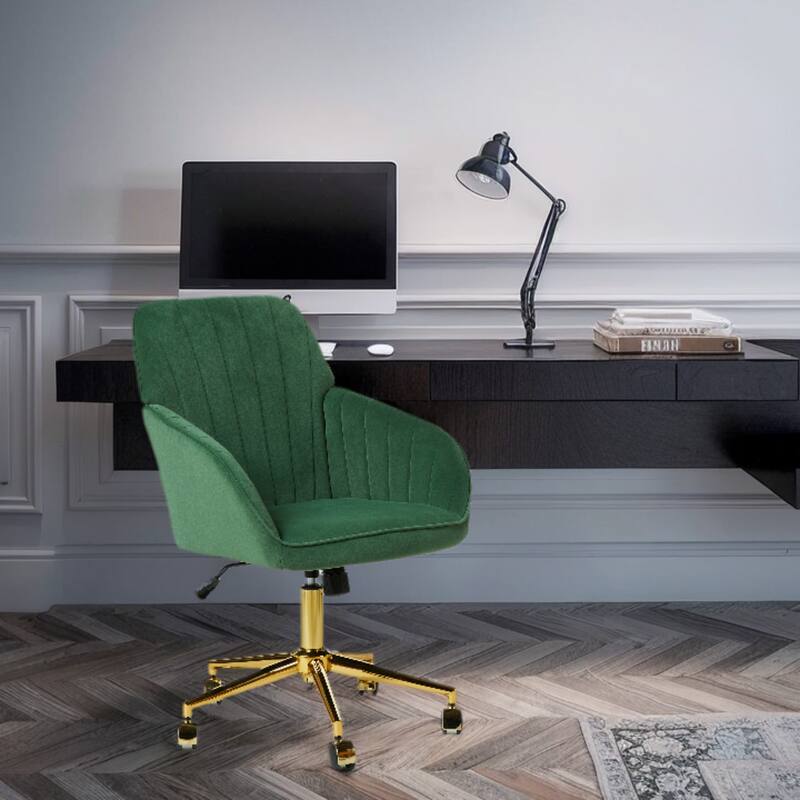 Modern Upholstered Swivel Office Chair - Green