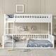 preview thumbnail 2 of 11, Twin XL over Queen Wooden Bunk Bed with Guardrails and Ladder, Convertible Frame