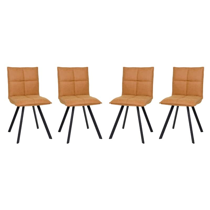 Wesley Modern Leather Dining Chair With Metal Legs Set of 4 by LeisureMod