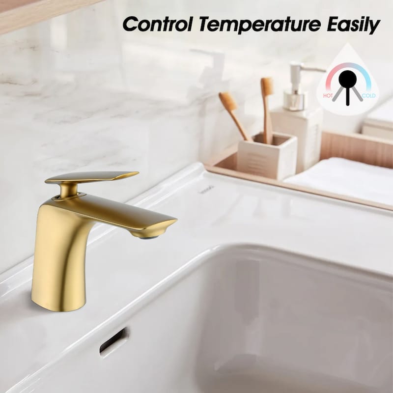 Stylish Minimalist Design Faucet with Hose - Brushed Gold