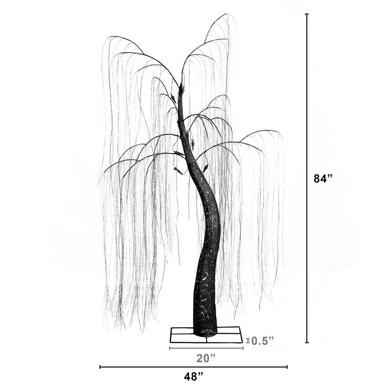 Pre-Lit Artificial Halloween Willow Tree - 7' - Purple and Orange LED Lights