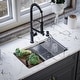 preview thumbnail 2 of 9, Karran 32" Undermount Double Bowl 60/40 Stainless Steel Workstation Sink