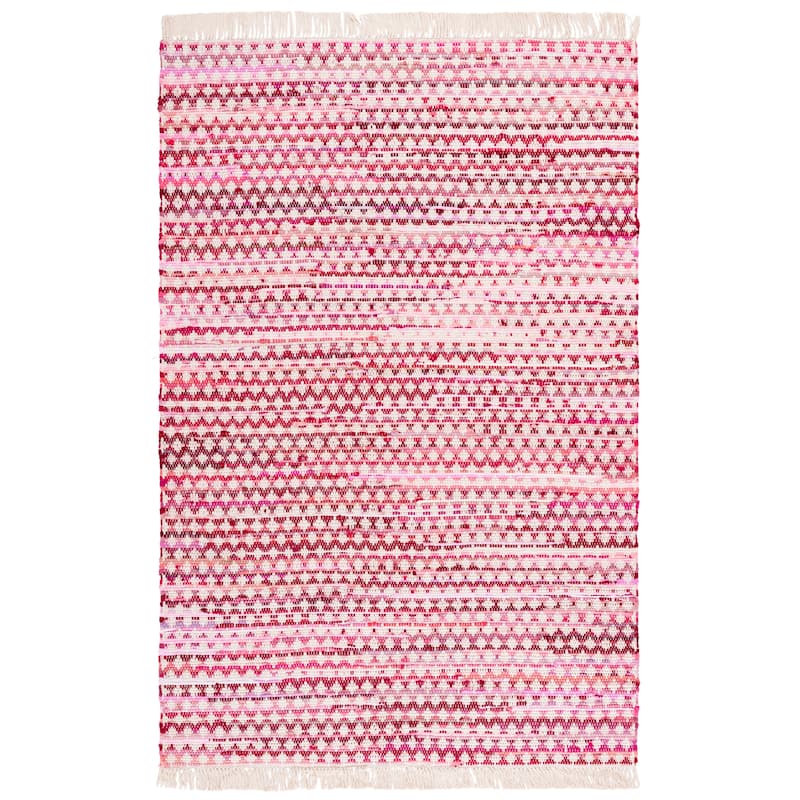 SAFAVIEH Handmade Montauk Eutimia Cotton Rug - 5' x 8' - Pink/Ivory