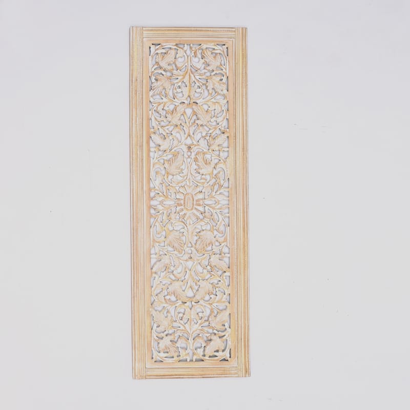Wooden Floral Hand Carved Mandala Rectanguler Wall Decor Accent-20X63"