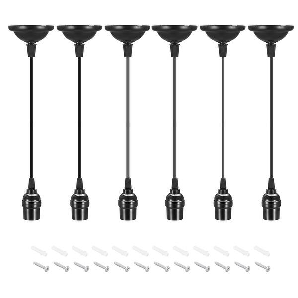 Hanging Pendant Light Kit E26/E27 Base Lamp Holder with Cord Black 6Pcs