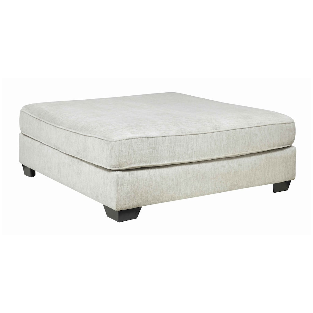 Fabric Upholstered Oversized Ottoman with Tapered Legs, Off White