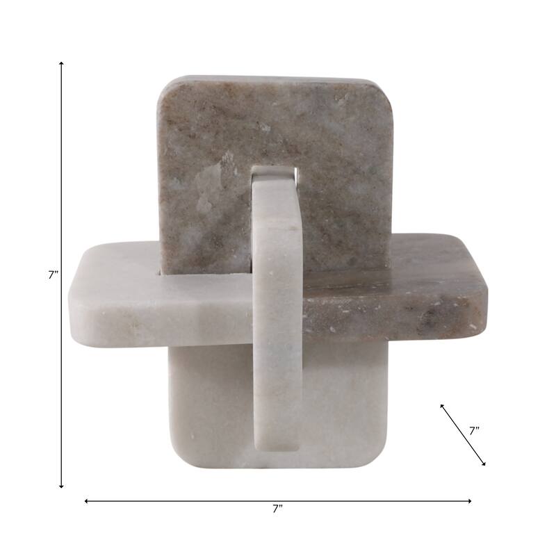 Stone Decorative Object Modern Geometric Sculpture Contemporary Decor - 7" x 7" x 7"