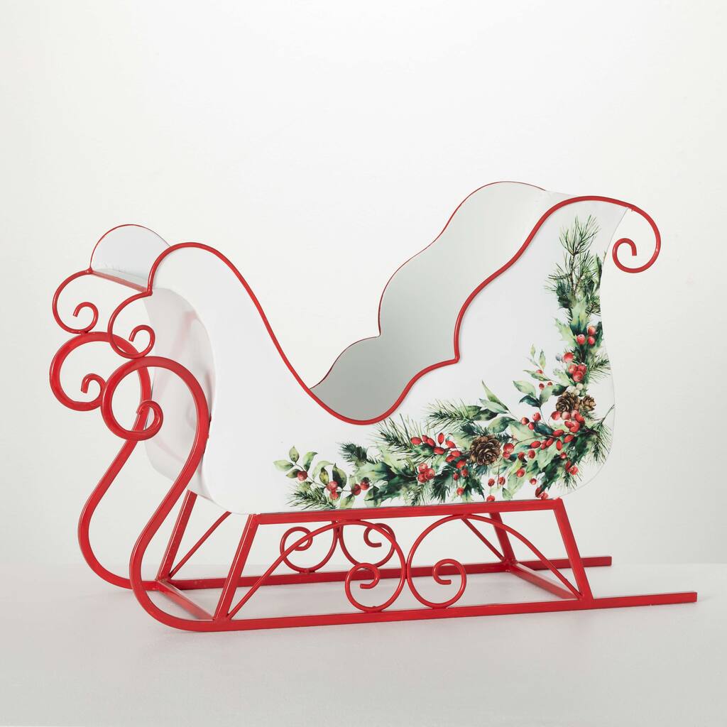 24"L Sullivans Christmas Metal Sleigh Table Display, Multicolor