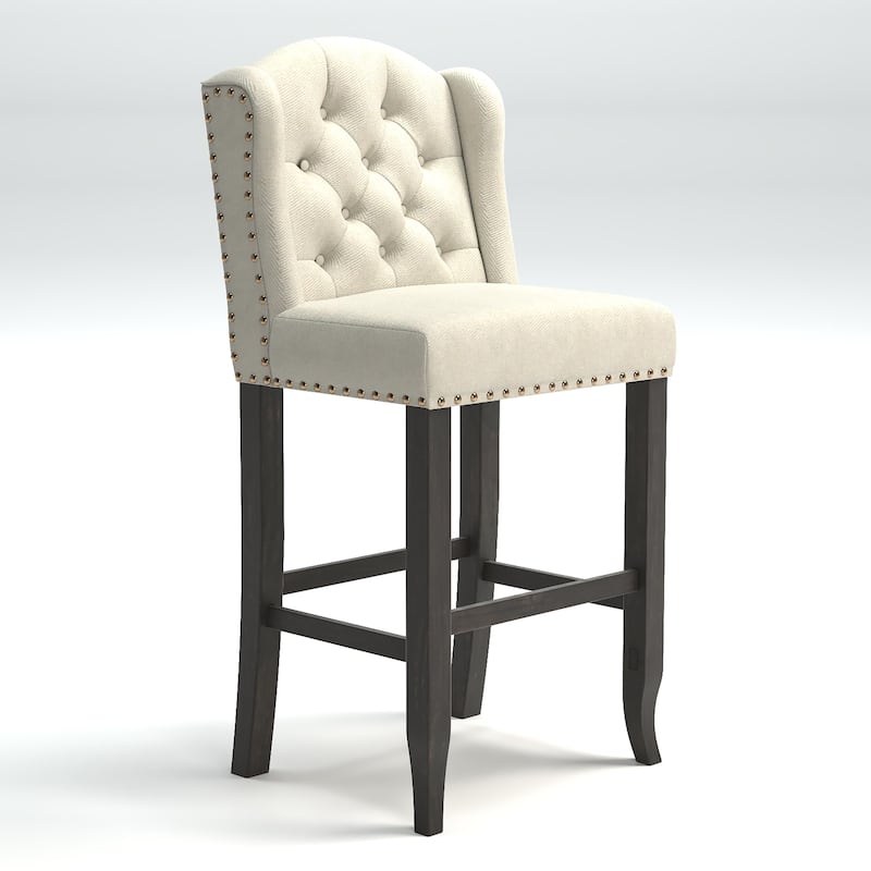 Tays Rustic Linen Tufted Bar Height Chairs (Set of 2) by Furniture of America