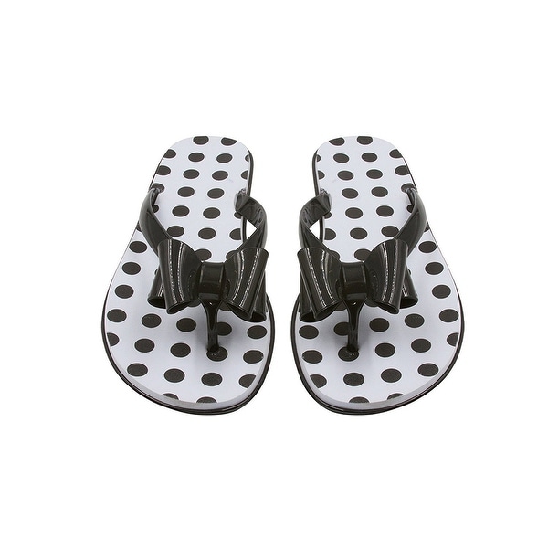 black jelly flip flops with bow