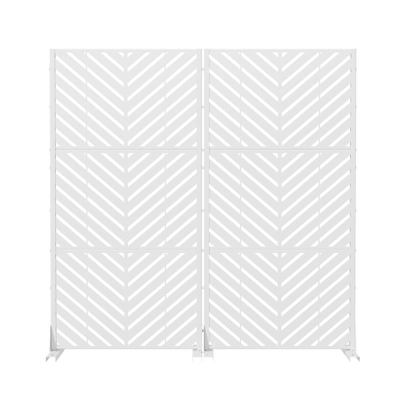 Outdoor Privacy Screen with Stand for Patio Garden Metal Fence Set of 2