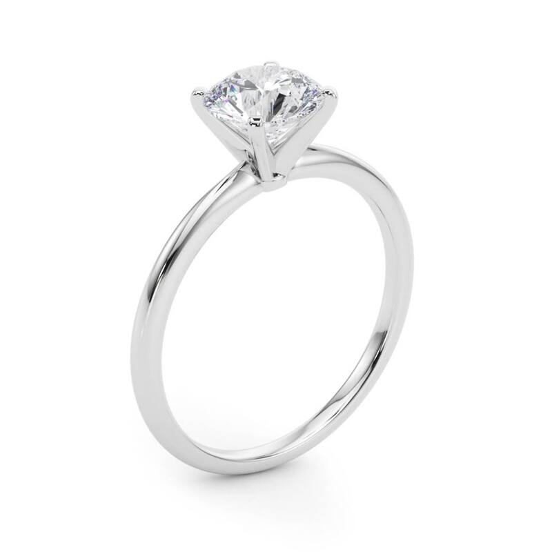 Auriya 18k Gold 3/4ctw Round Solitaire Lab Grown Diamond Engagement Ring 4-Prong Basket