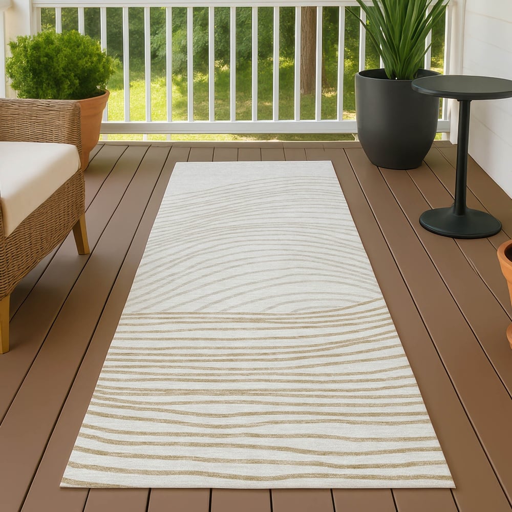 Machine Washable Indoor/ Outdoor Modern Arches Chantille Rug