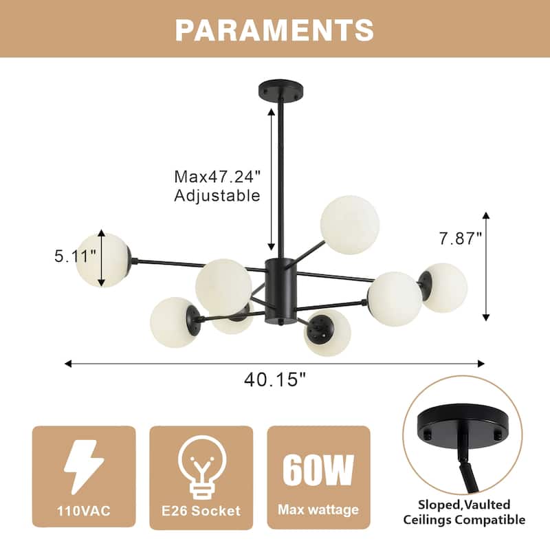 8 - Light Sputnik Modern Lear Chandelier